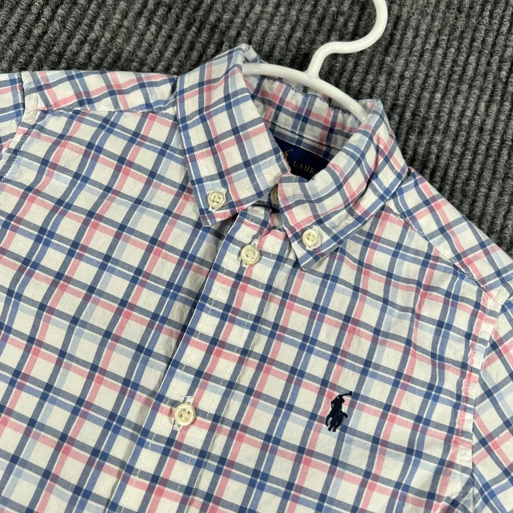 Ralph Lauren Shirt Size 3T White Plaid Long Sleeve Button‎ Down Sunday Dress